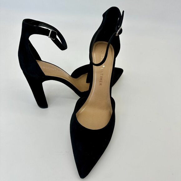 Gibson Latimer Black Suede Block Heel Pumps Size 9.5 - Picture 2 of 9